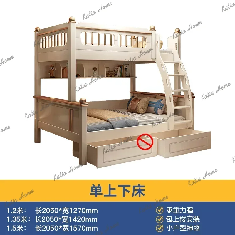 King Size Bed Frame With Storage Drawers - 135x190 cm Ahşap Yatak, Kaydıraklı Merdivenli