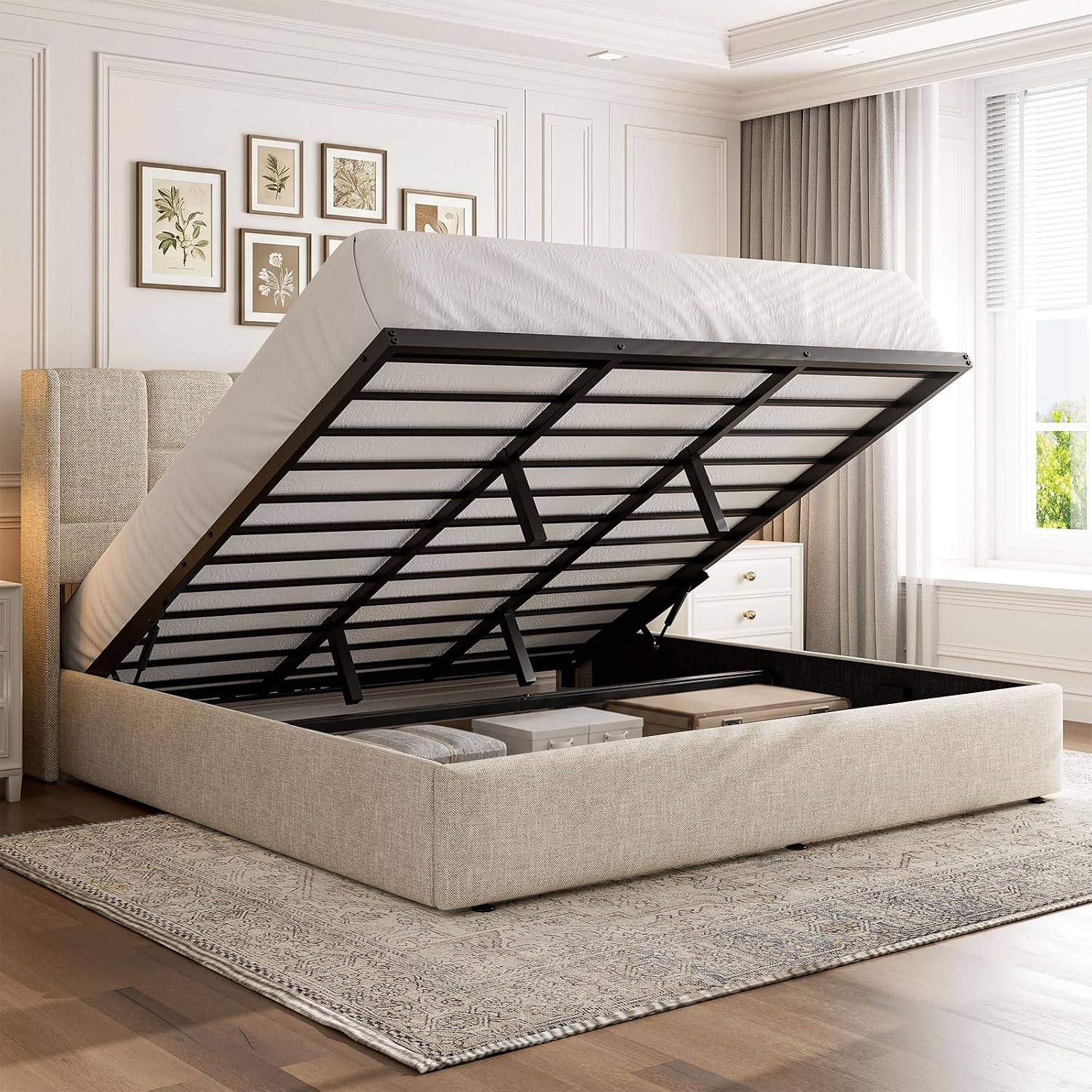 Gas Lift Storage Bed Hydraulic - Hidrolik Gazlı Kaldırma Sistemli, Keten Döşemeli