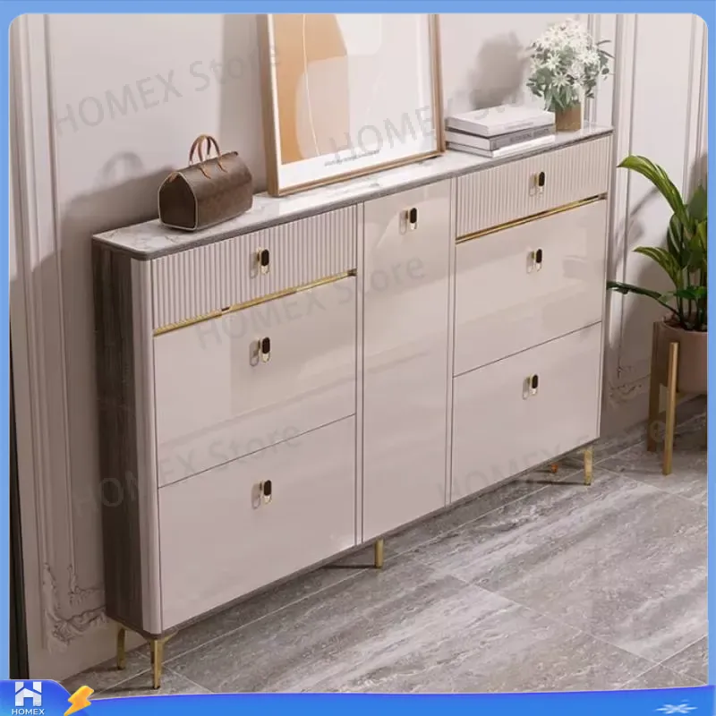Shoe Rack Cabinet Narrow Entryway - Su Geçirmez Ayakkabı Dolabı ve Tabure,