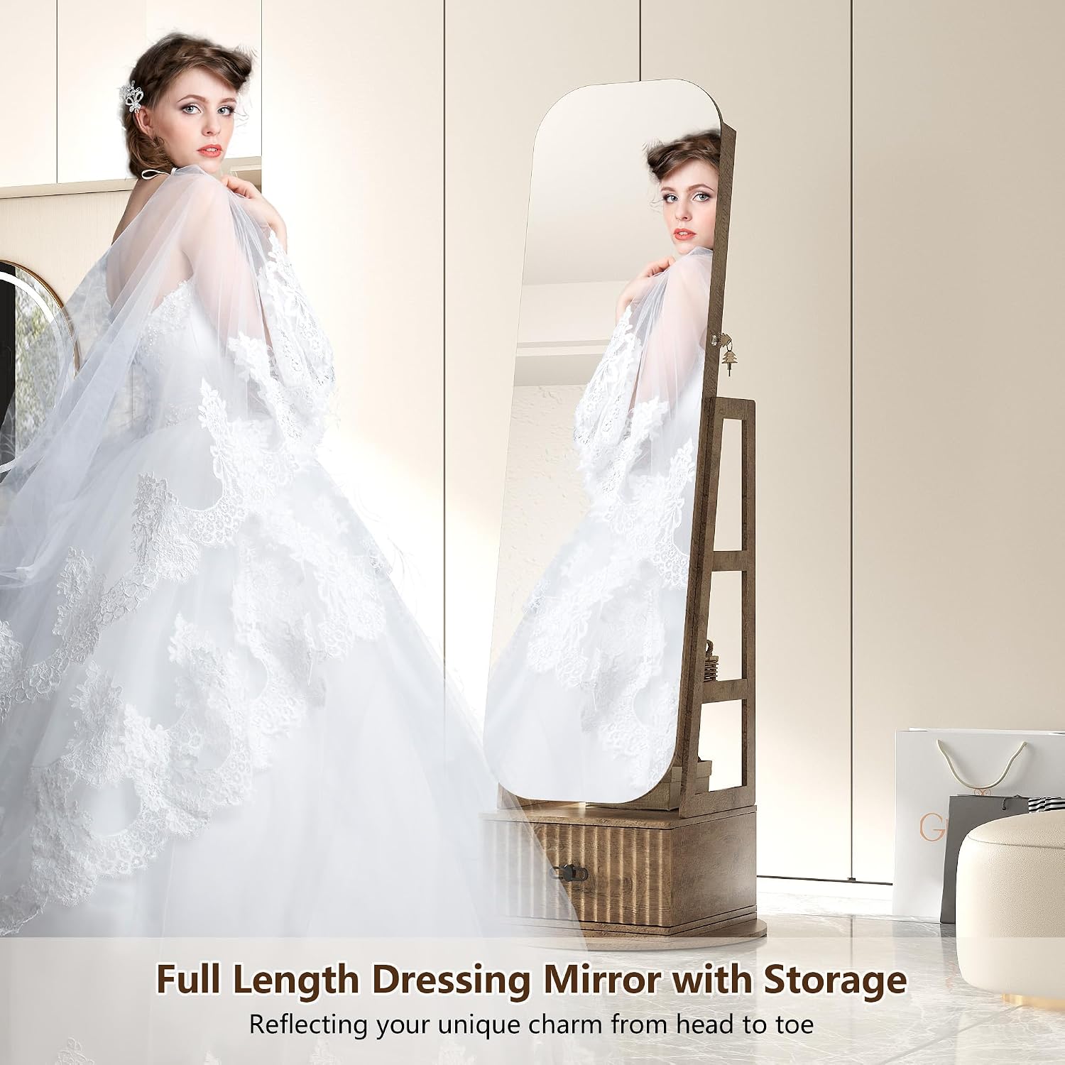 360 Derece Dönen Mücevher Dola - Full Length Mirror Jewelry Armoire incelemesi ve fiyatı