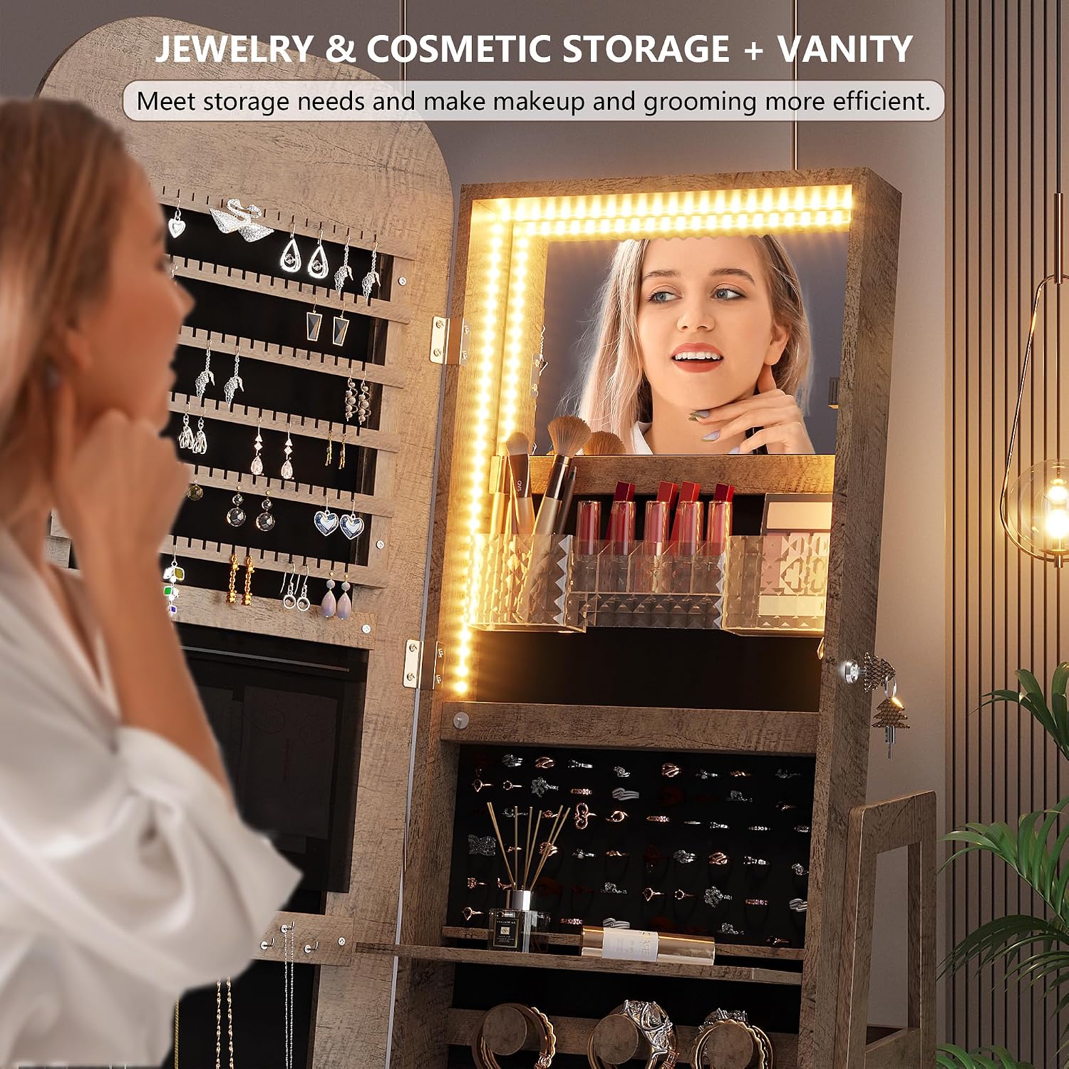 360 Derece Dönen Mücevher Dola - Full Length Mirror Jewelry Armoire incelemesi ve fiyatı