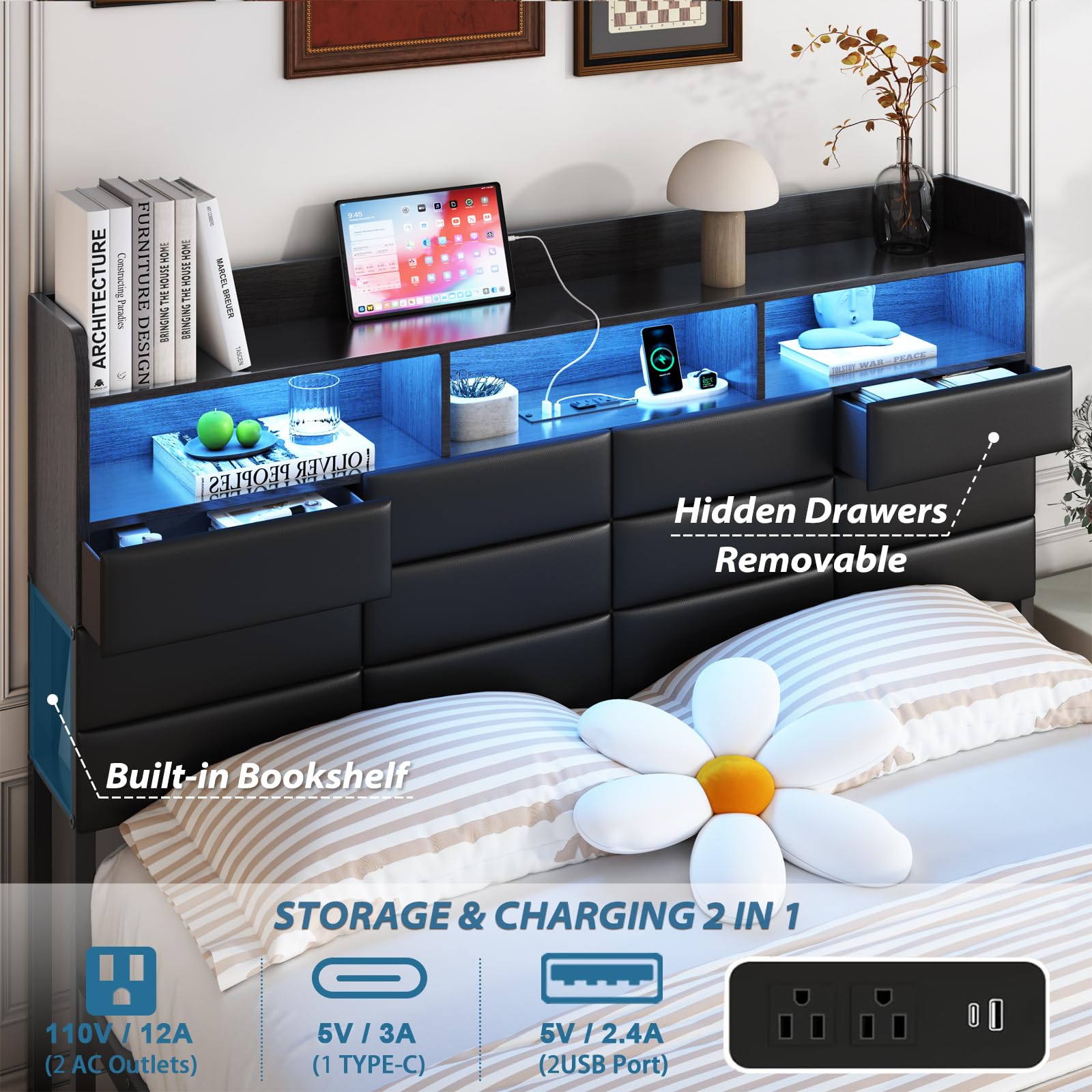 Depolama Çekmeceli ve Şarj İst - King Size Bed Frame With Storage Drawers incelemesi ve fiyatı