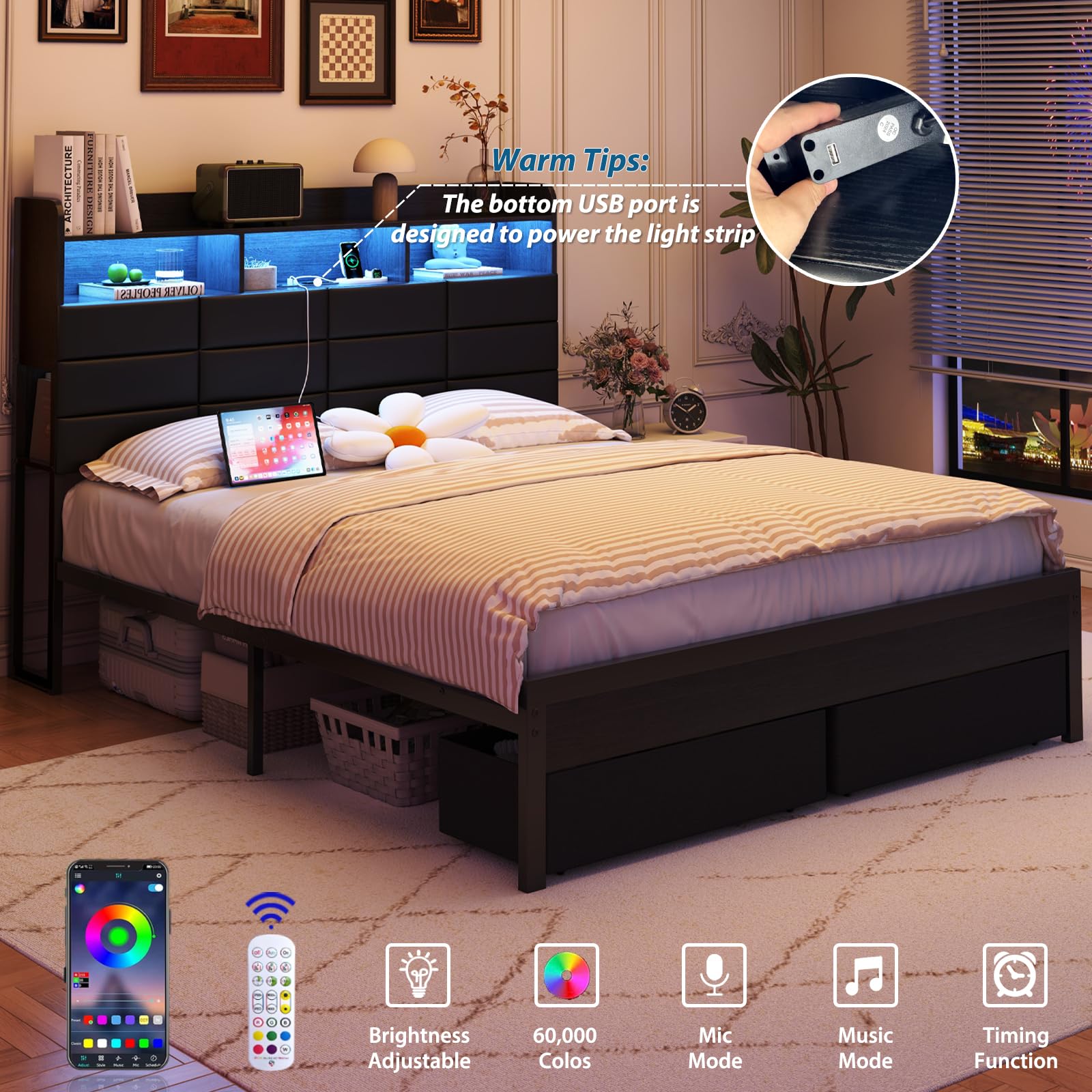 Depolama Çekmeceli ve Şarj İst - King Size Bed Frame With Storage Drawers incelemesi ve fiyatı