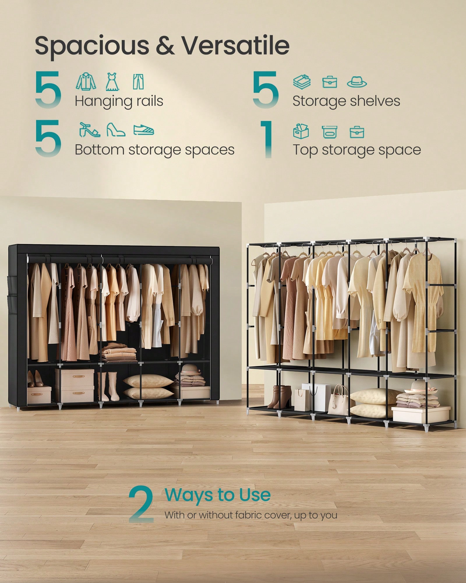 83 İnç Ekstra Büyük Taşınabili - Wardrobe Closet Portable Fabric Cover incelemesi ve fiyatı