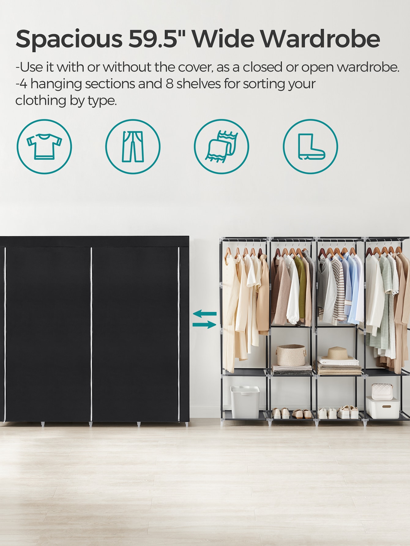 Taşınabilir Gardırop, Kapaklı  - Wardrobe Closet Portable Fabric Cover incelemesi ve fiyatı