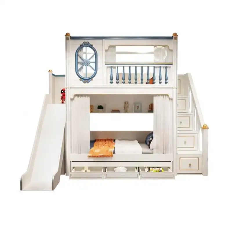 Lüks Çocuk Odası Mobilyaları K - Bunk Bed With Stairs And Slide incelemesi ve fiyatı