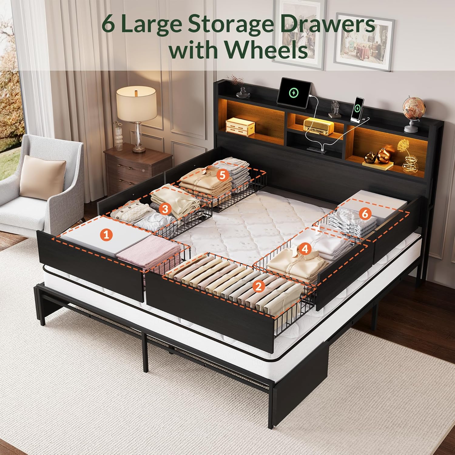 King Boyutunda Yatak Çerçevesi - King Size Bed Frame With Storage Drawers incelemesi ve fiyatı