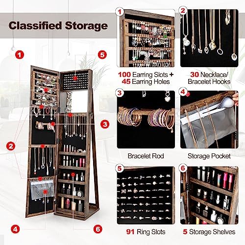Tam Boy Aynalı Mücevher Dolabı - Full Length Mirror Jewelry Armoire incelemesi ve fiyatı