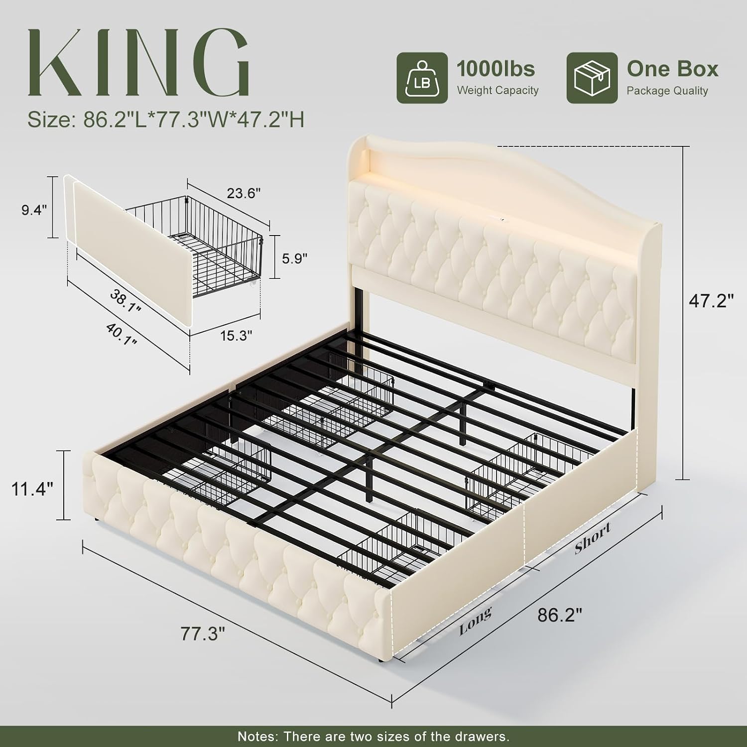 King Size Platform Yatak Çerçe - King Size Bed Frame With Storage Drawers incelemesi ve fiyatı