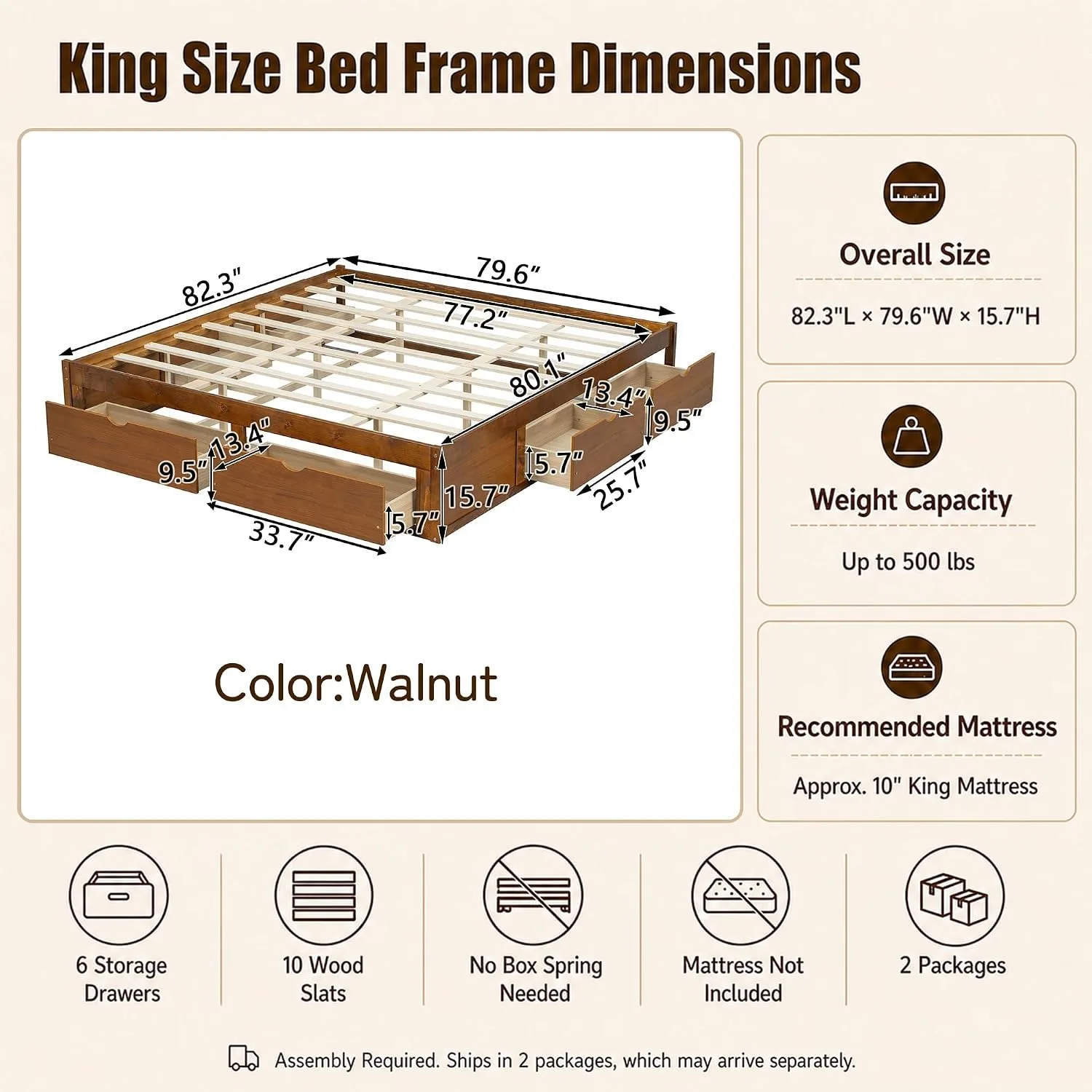 Minimalist Çam Ahşap Platform  - King Size Bed Frame With Storage Drawers incelemesi ve fiyatı
