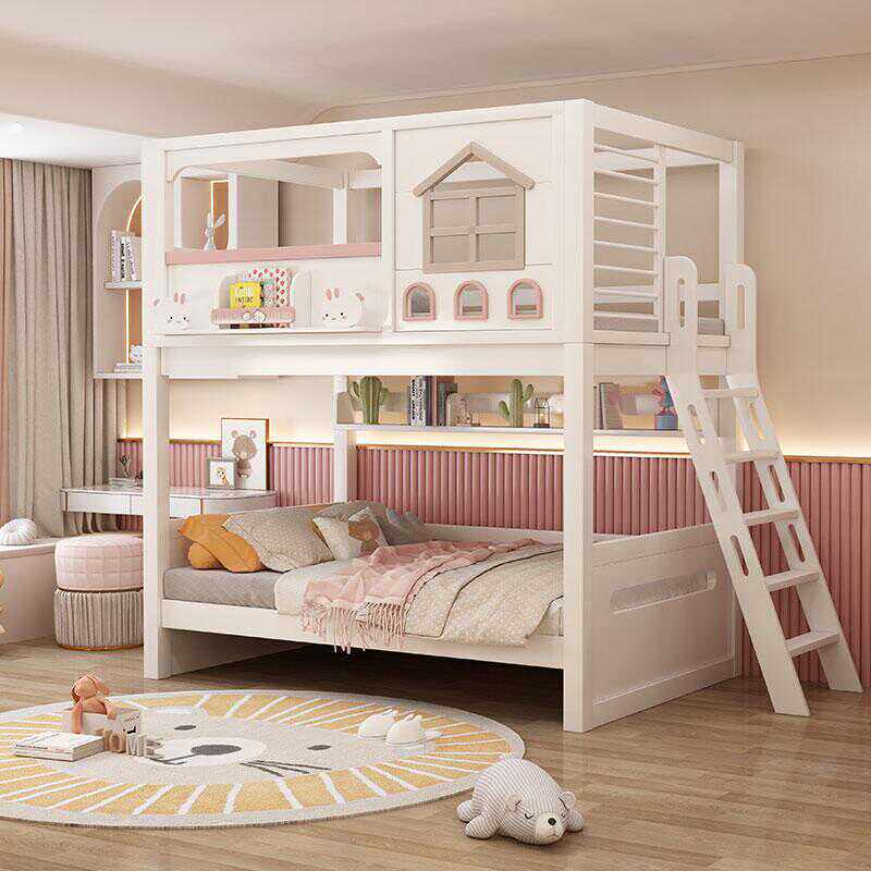Modern Pembe Masif Ahşap Çocuk - Bunk Bed With Stairs And Slide incelemesi ve fiyatı